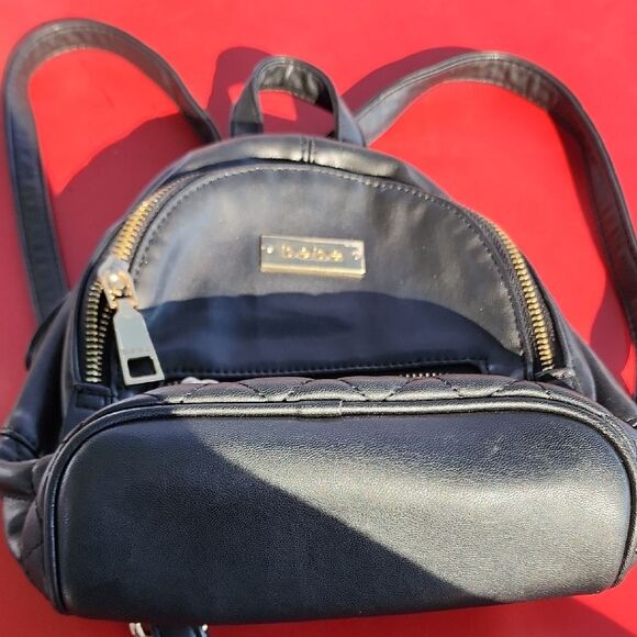 Bebe leather mini backpack black/gold w/ handle - Picture 1 of 4